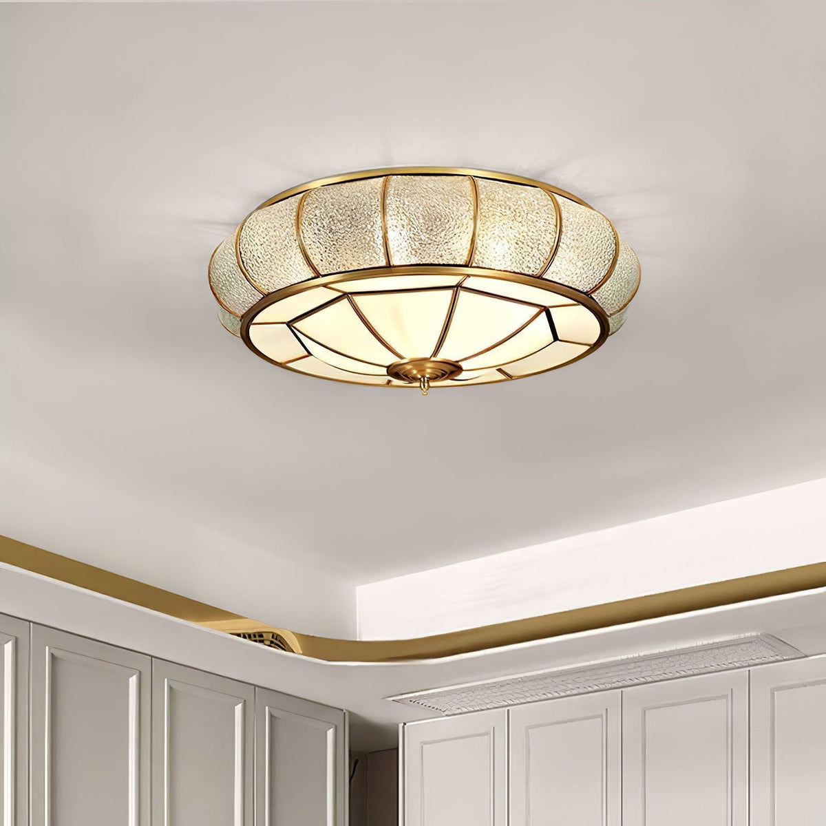 Zothaus Traditionele ronde plafondlamp van glas van textuurglas