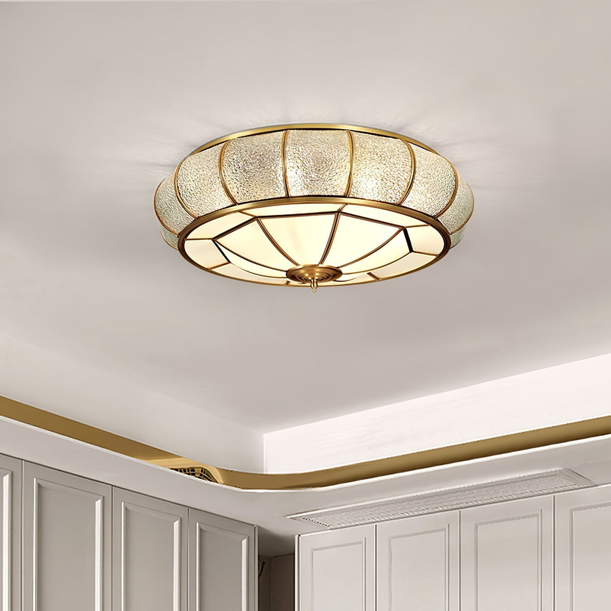 Zothaus Traditionele ronde plafondlamp van glas van textuurglas