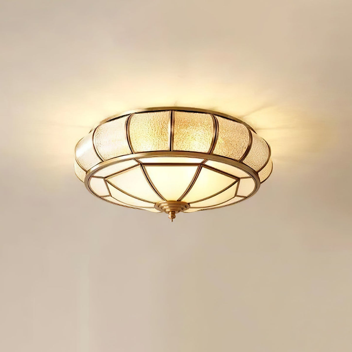 Zothaus Traditionele ronde plafondlamp van glas van textuurglas