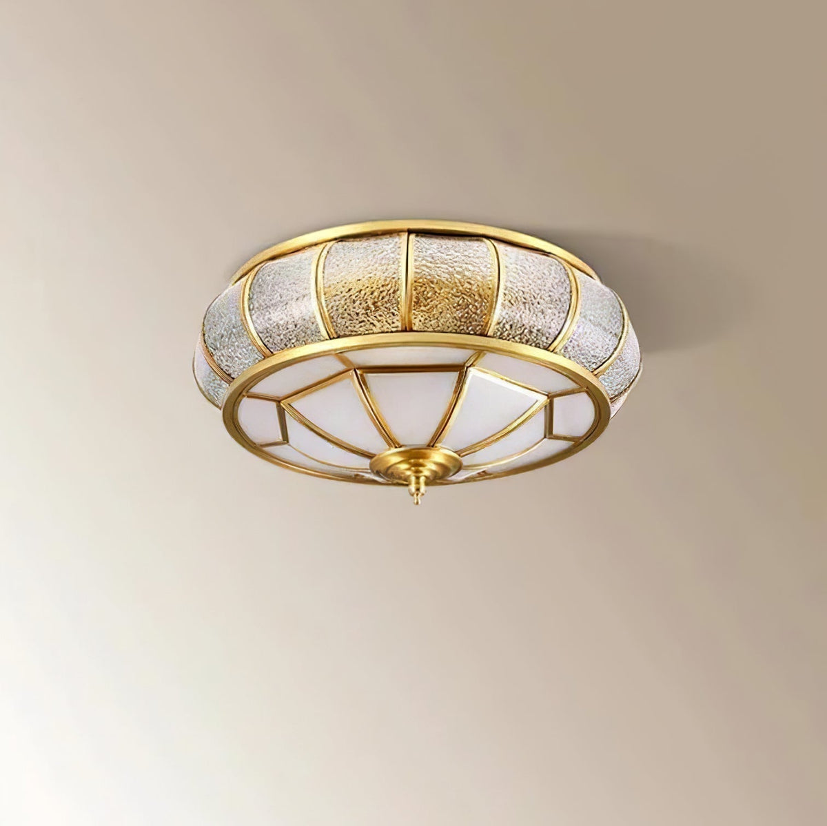 Zothaus Traditionele ronde plafondlamp van glas van textuurglas