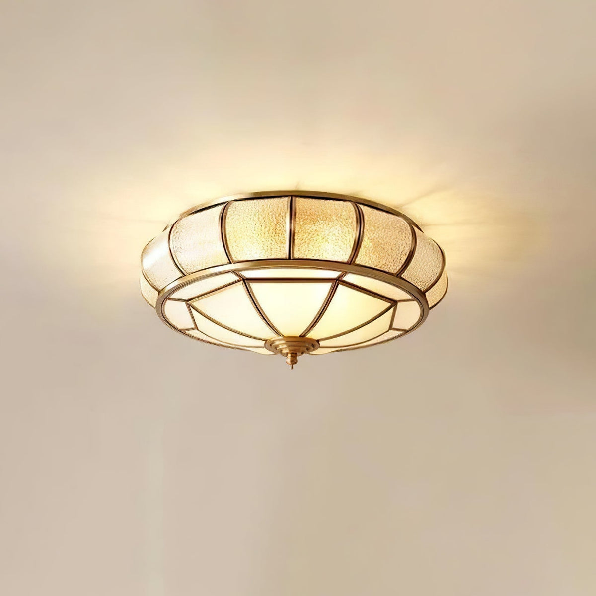 Zothaus Traditionele ronde plafondlamp van glas van textuurglas