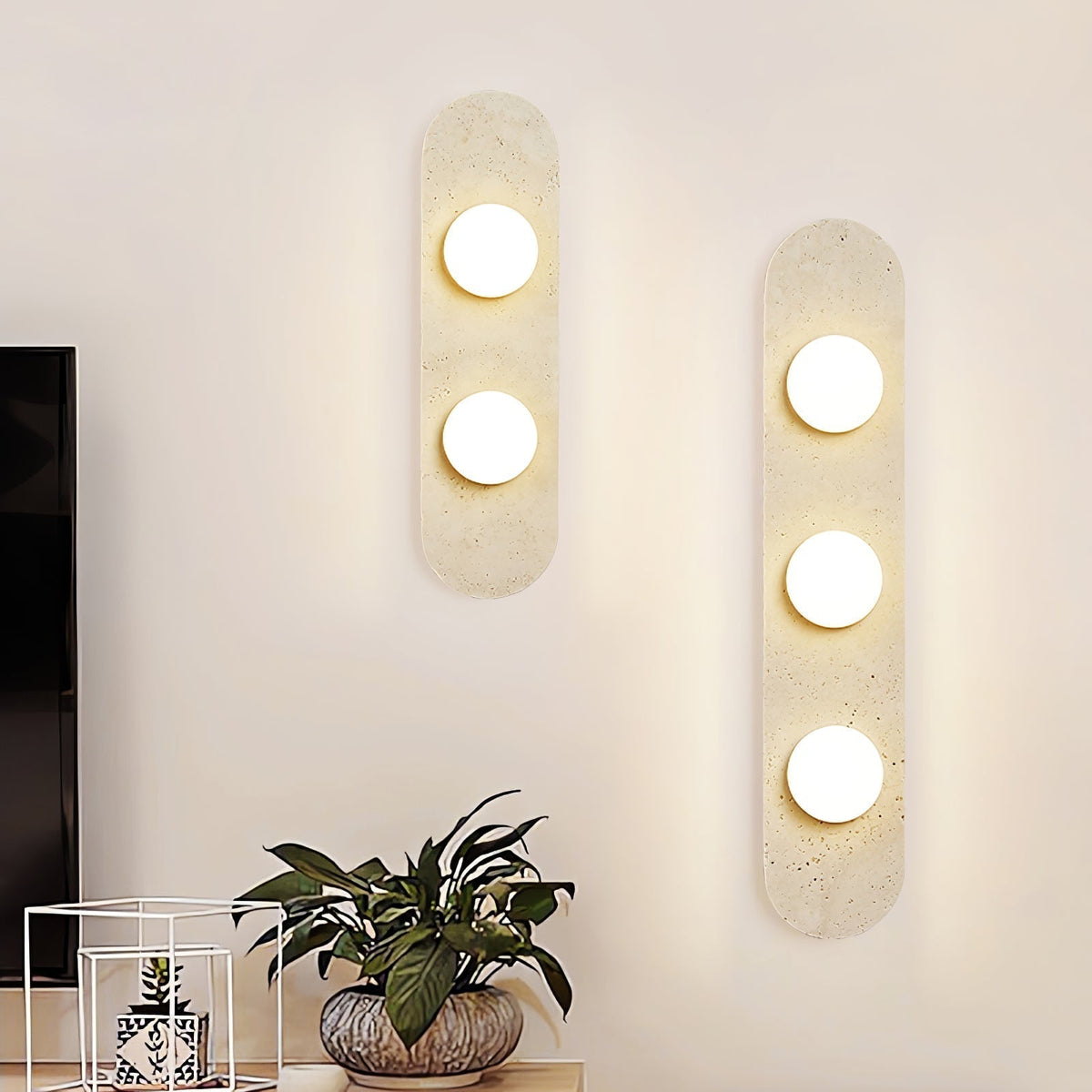 Zasoliel wandlamp met minimalistisch ontwerp in geel travertin