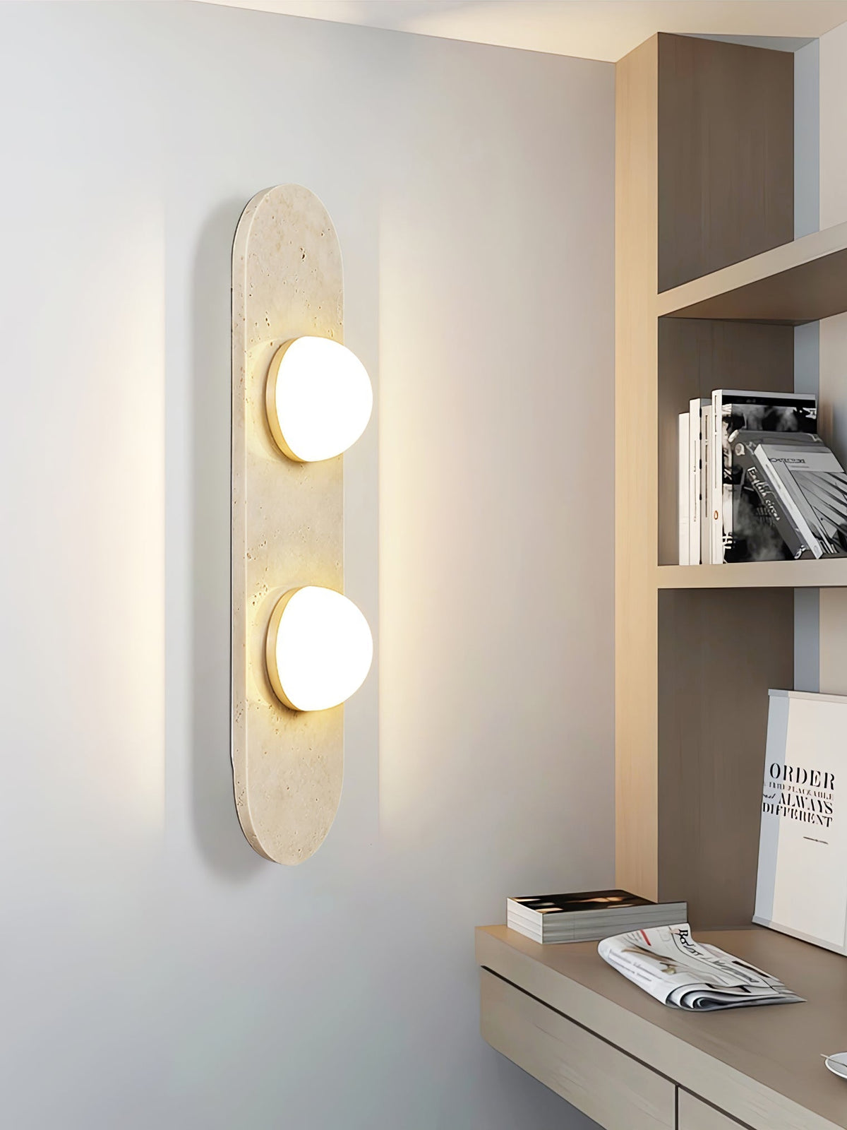 Zasoliel wandlamp met minimalistisch ontwerp in geel travertin