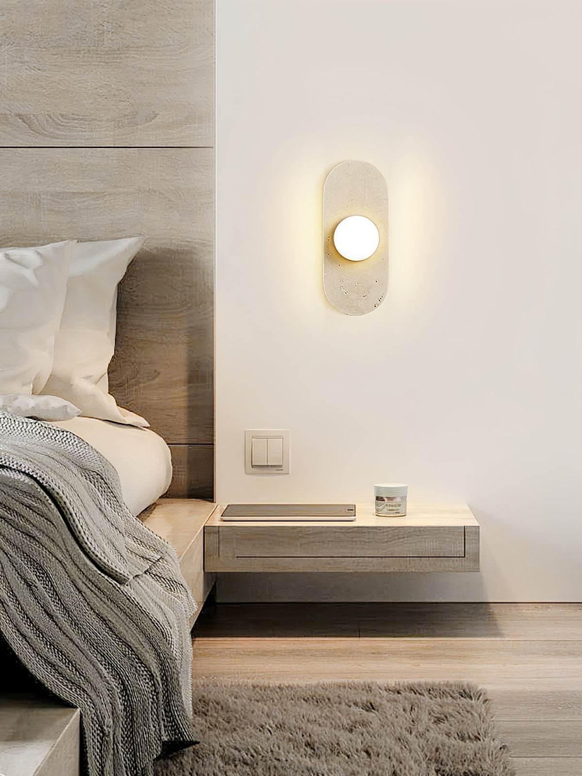 Zasoliel wandlamp met minimalistisch ontwerp in geel travertin