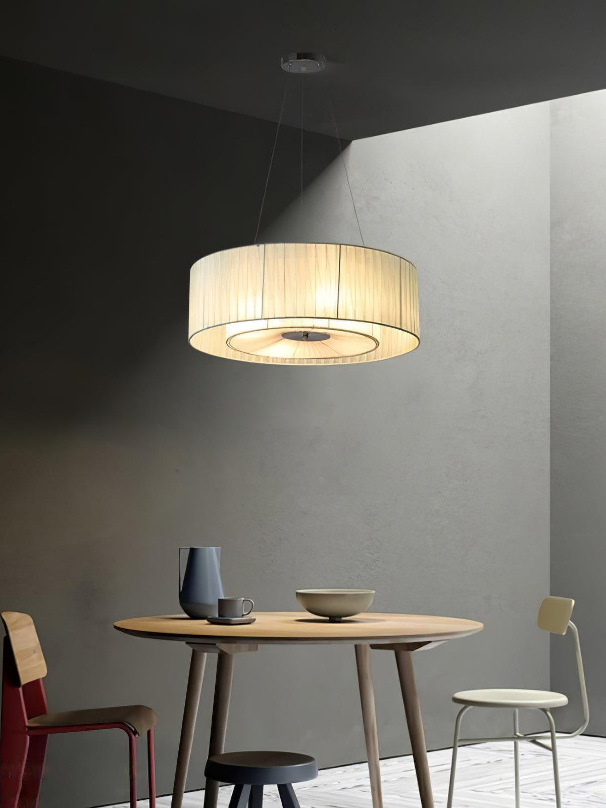 Leo Moderne hanglamp van beige en chroom