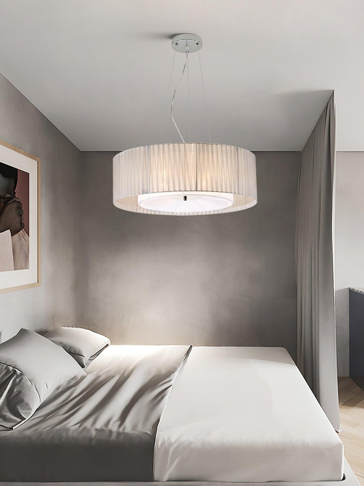 Leo Moderne hanglamp van beige en chroom