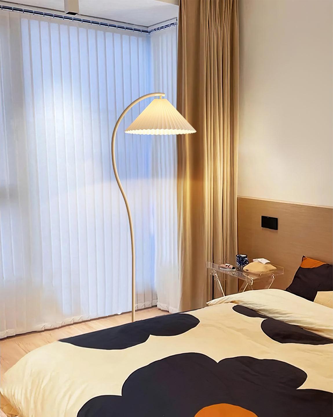 Mytalil Moderne vloerlamp met gebogen stoffen kap