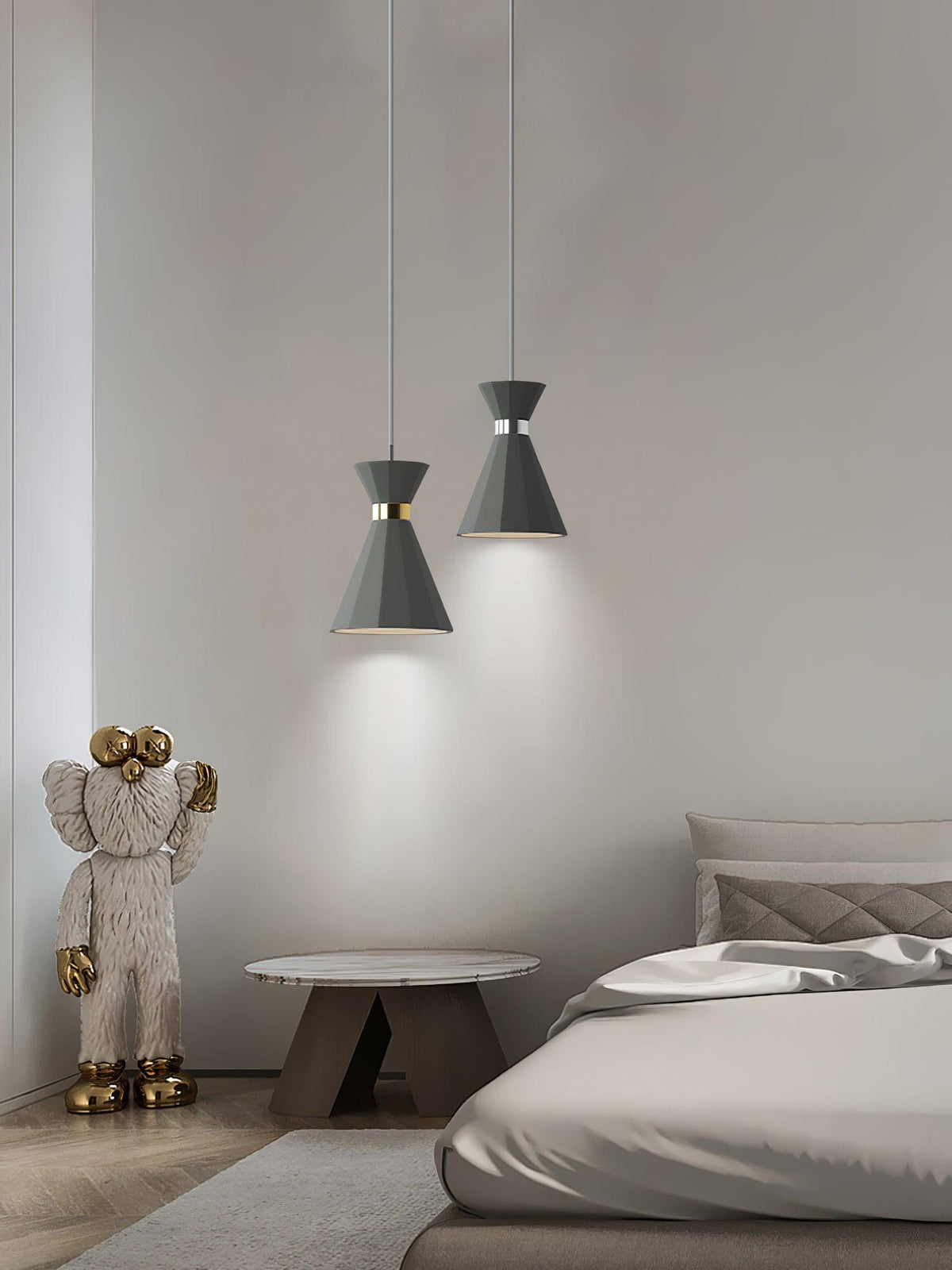 Nerissa moderne hanglamp in grijs en goud
