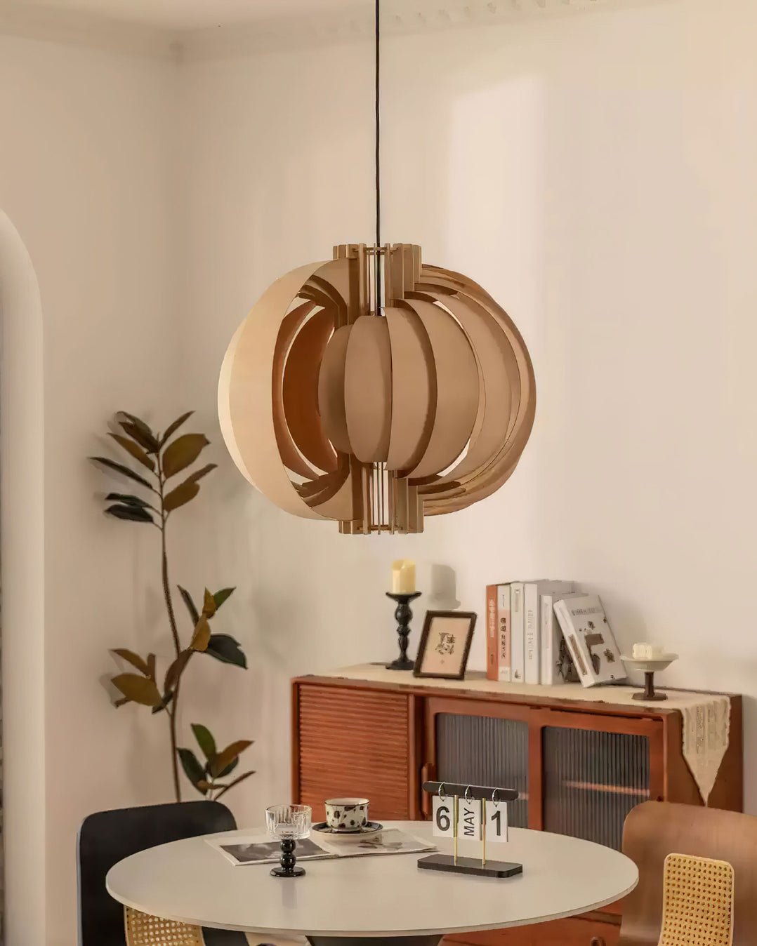 Ivraeus Premium elegantie Ring Houten hanglamp
