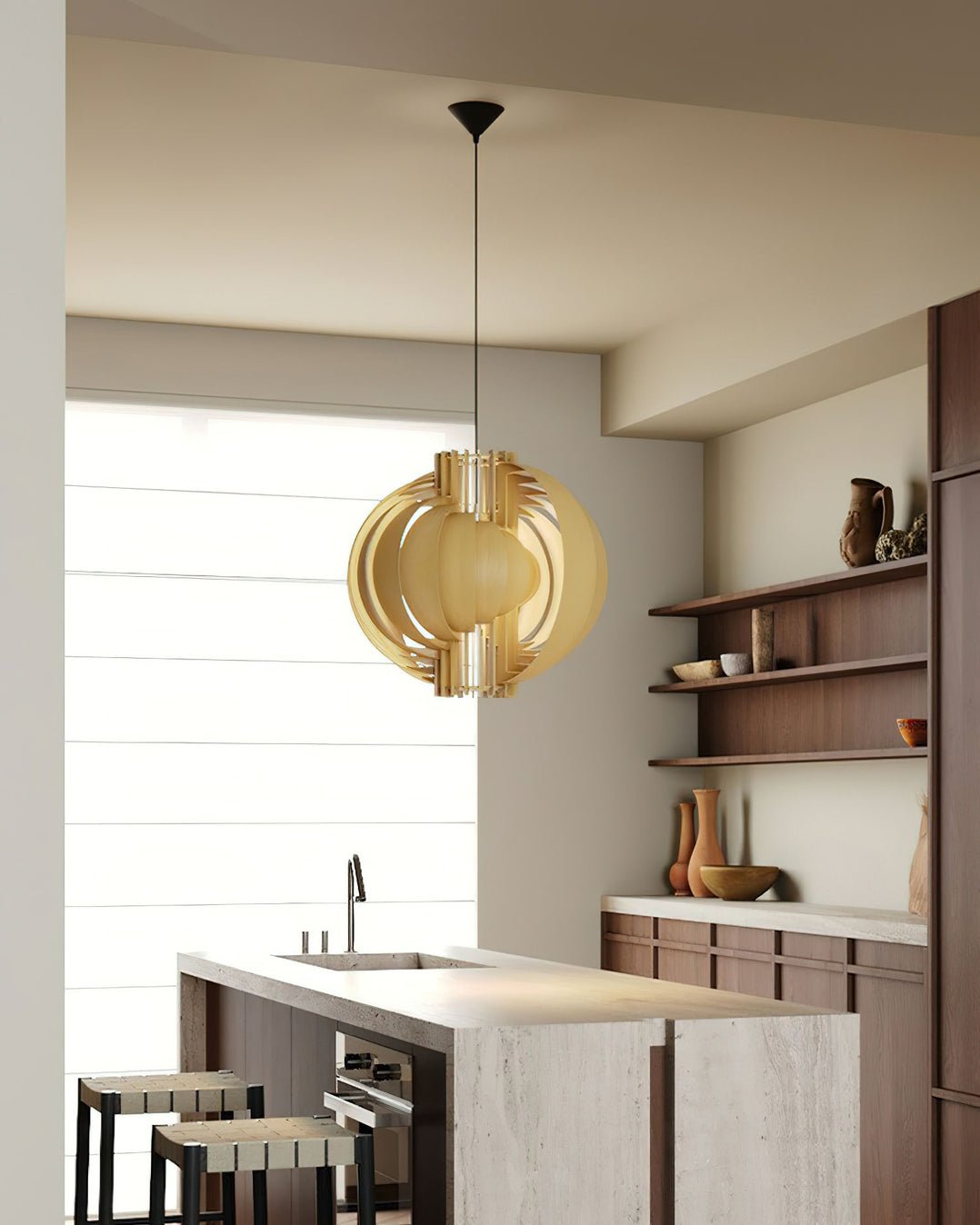Ivraeus Premium elegantie Ring Houten hanglamp