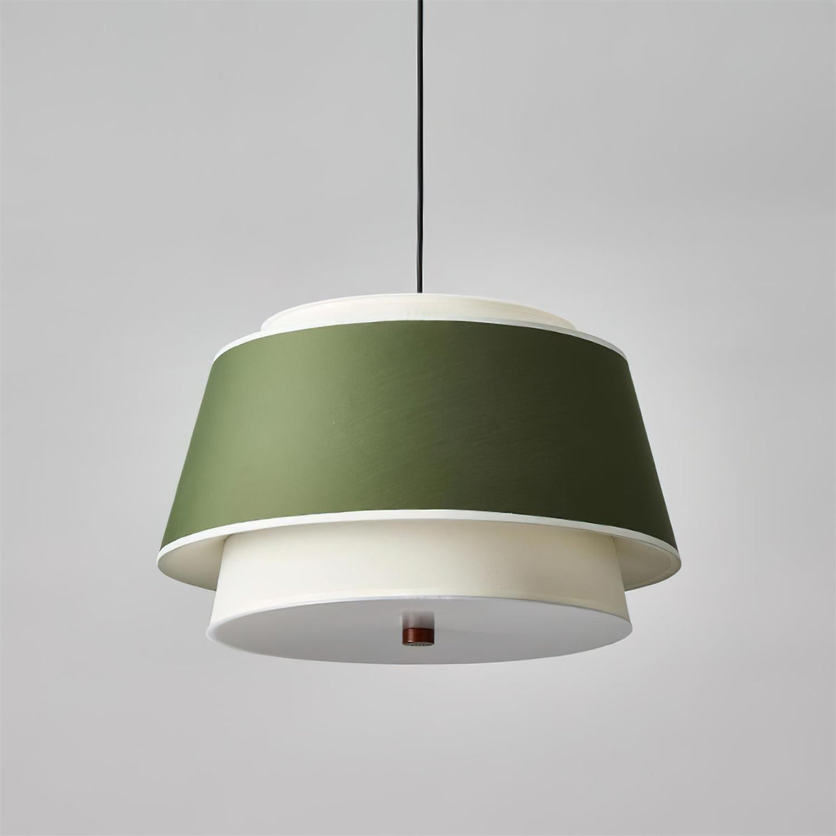 Sorarina hanglamp met blauwe bloemenstof en walnootlaag