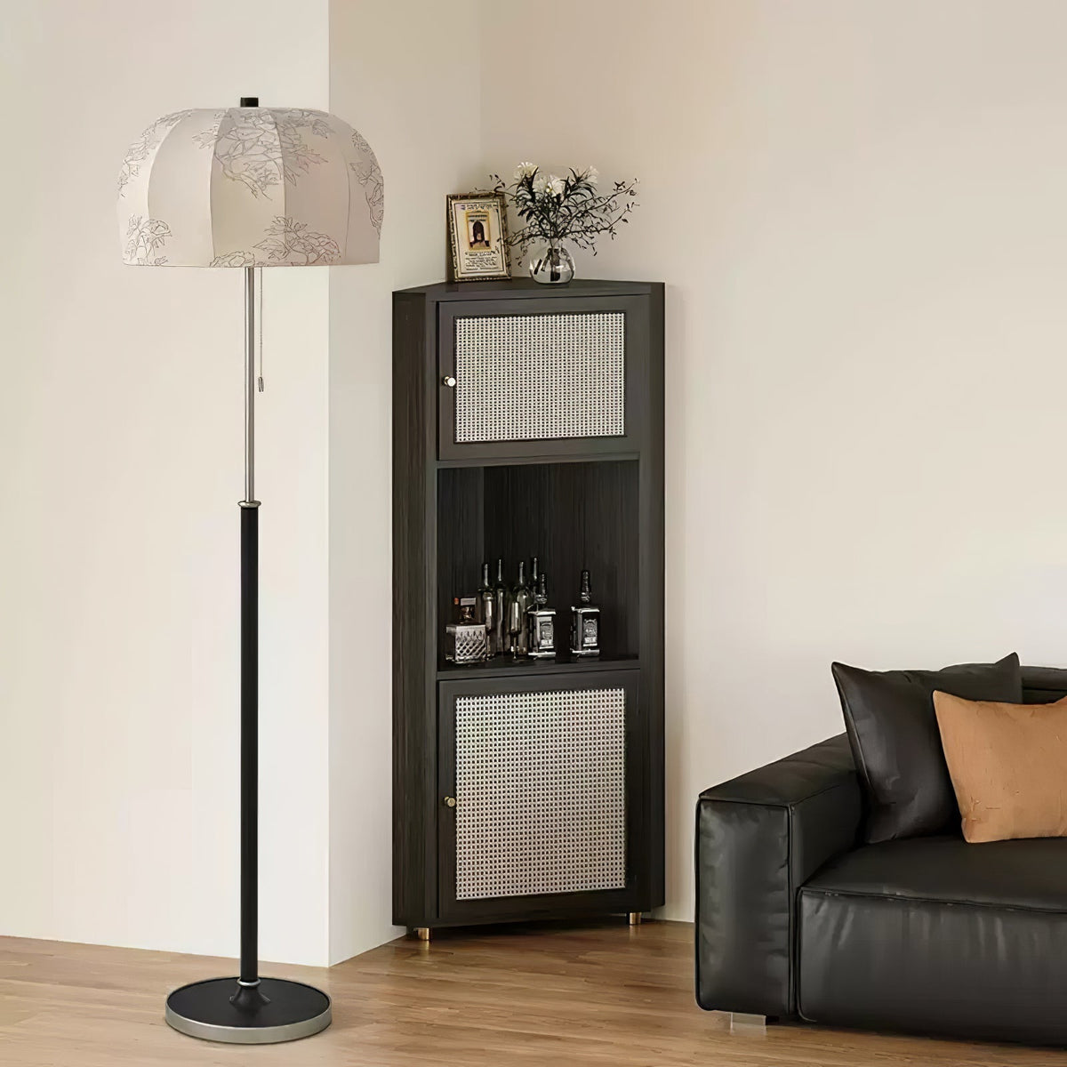 Cularo vloerlamp van stof en hout
