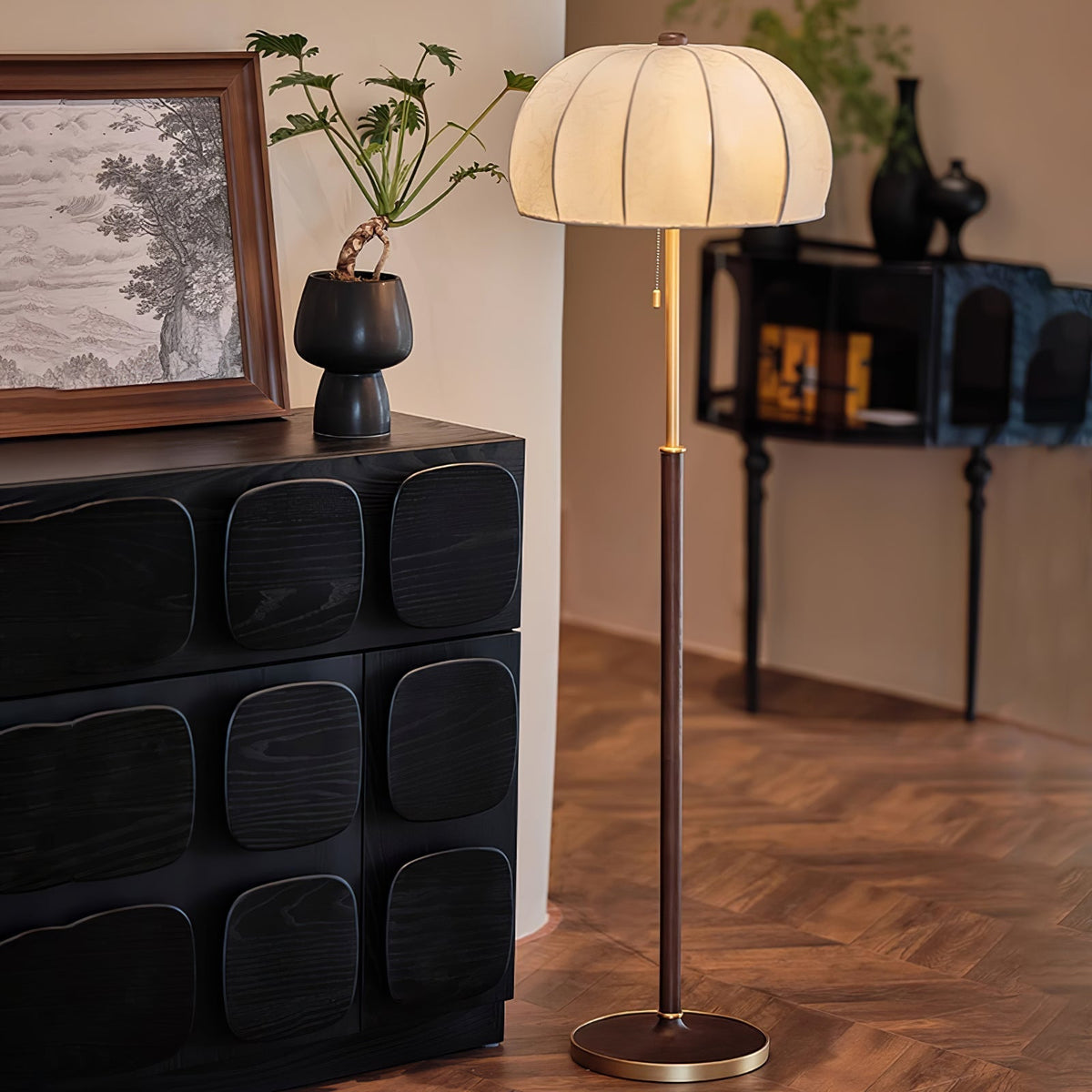 Cularo vloerlamp van stof en hout