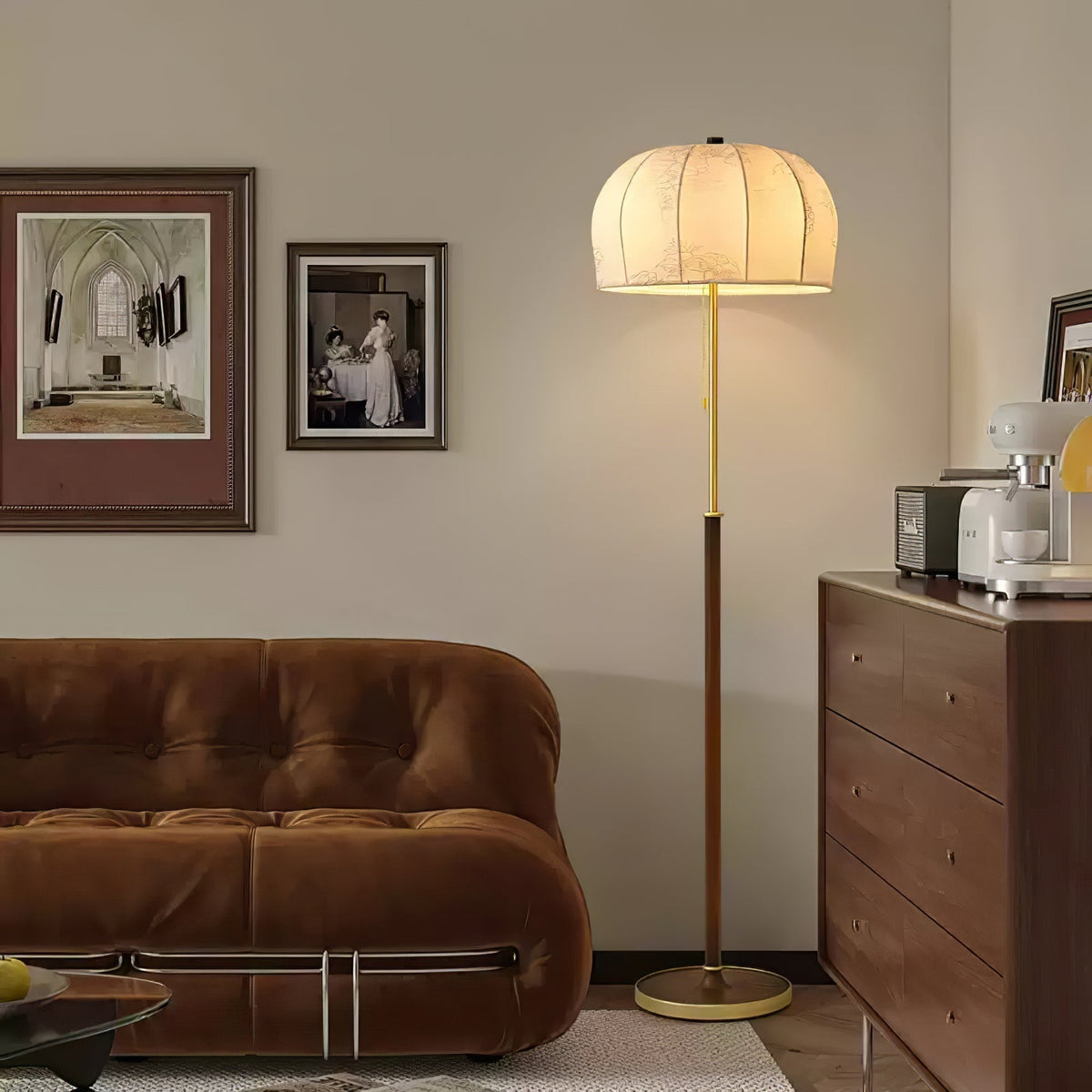 Cularo vloerlamp van stof en hout