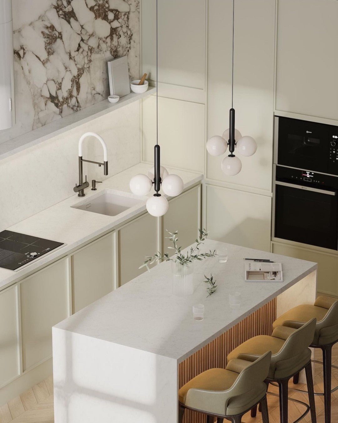 Azorila Moderne Minimalistische hanglamp van messing met glas