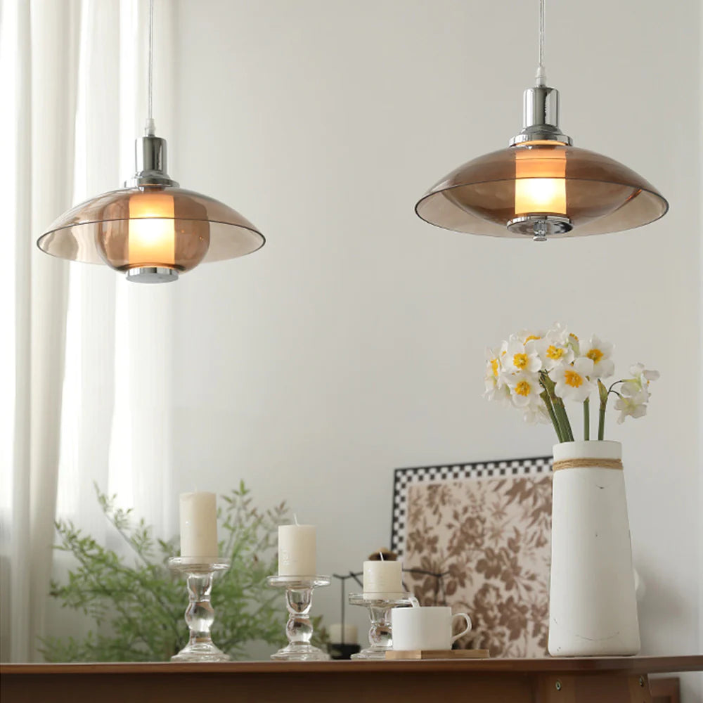 Cairns Modern Rond LED Hanglampen Bruin Glas Woonkamer