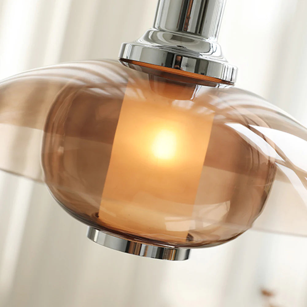 Cairns Modern Rond LED Hanglampen Bruin Glas Woonkamer