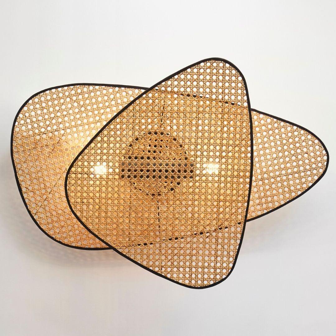 Caneira wandlamp met natuurlijke bamboe-ontwerp in cannage-stijl