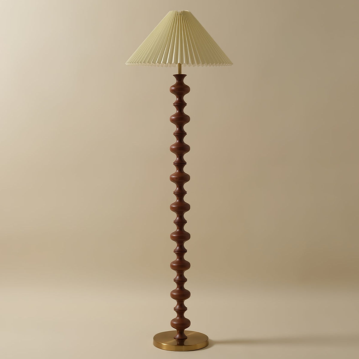 Sylirora vloerlamp van walnoothout en beige stof