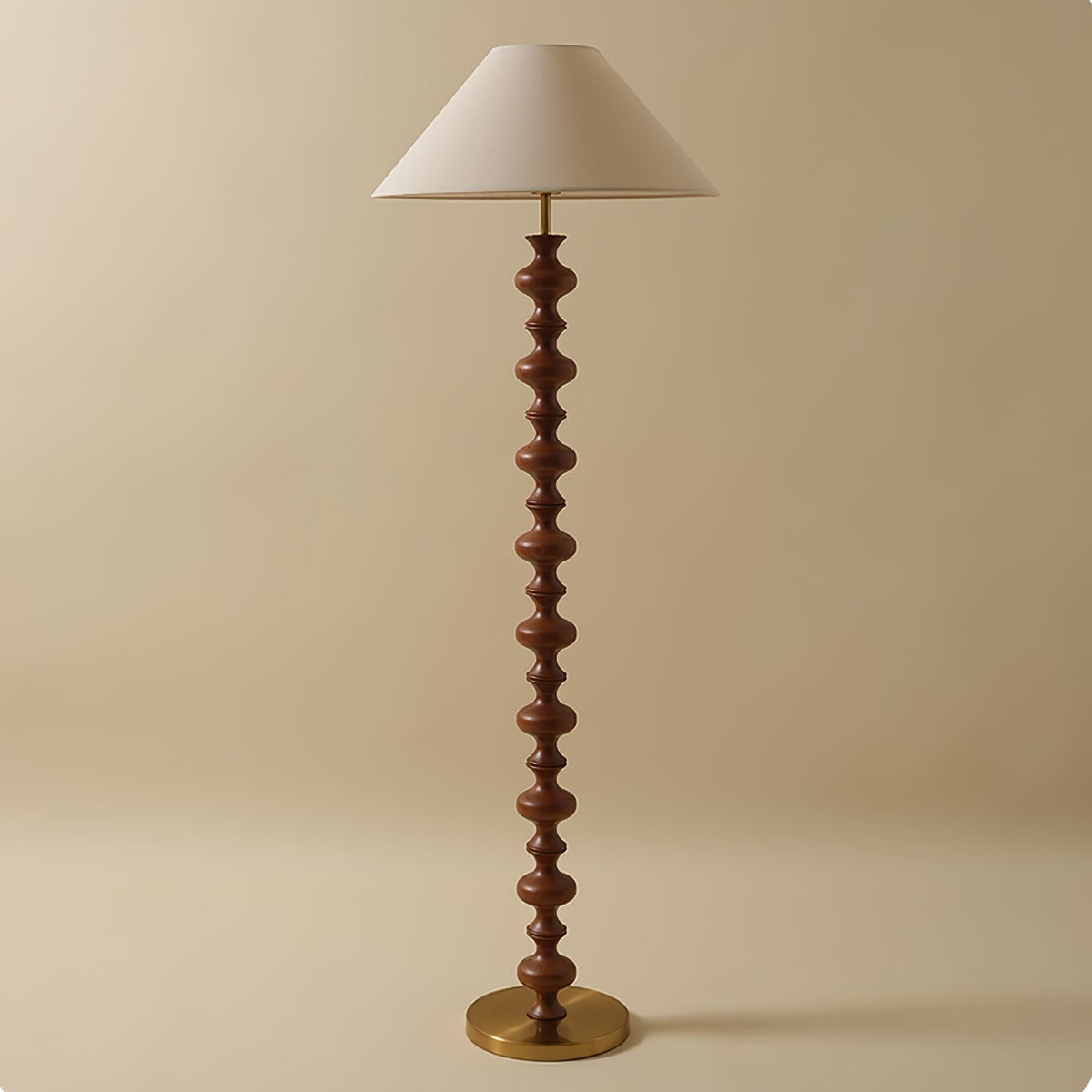 Sylirora vloerlamp van walnoothout en beige stof