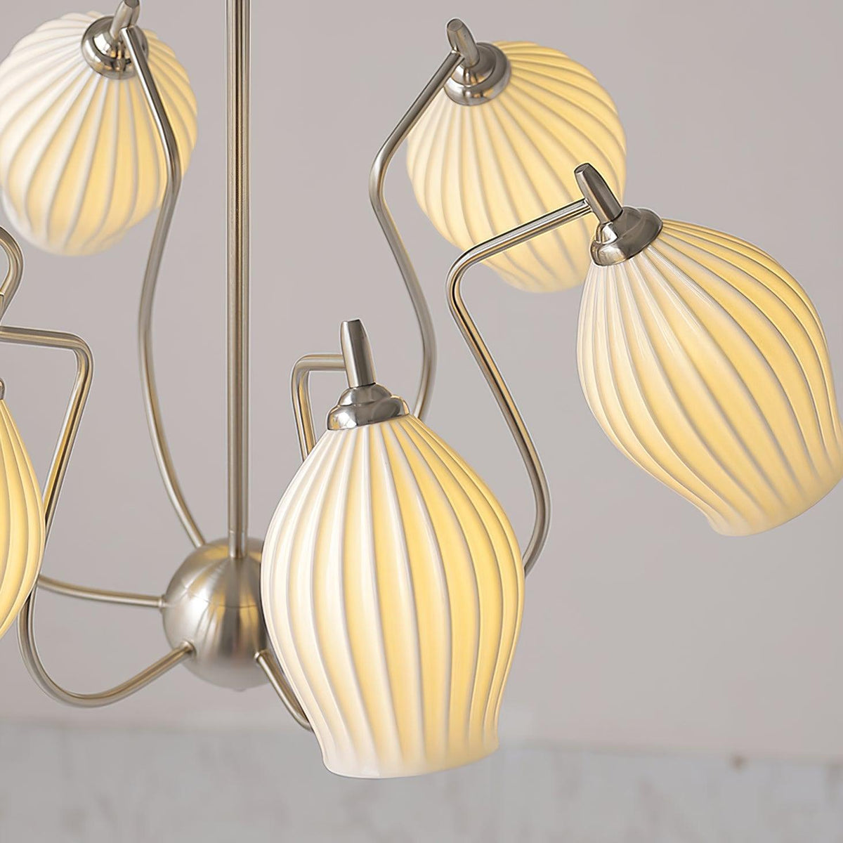Pravin Kroonluchter keramiek Ribbed Sculptural glas Elegant