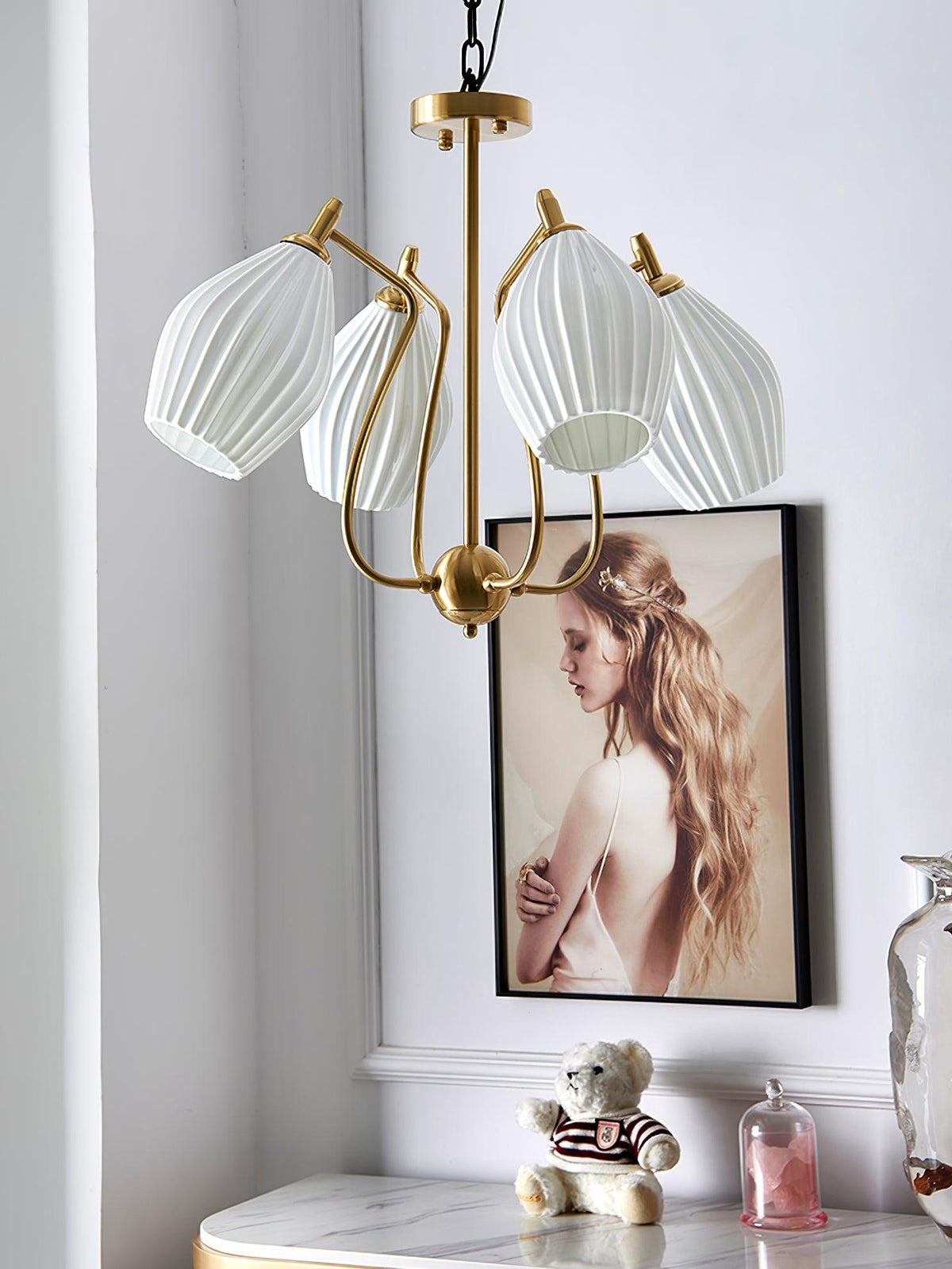 Pravin Kroonluchter keramiek Ribbed Sculptural glas Elegant