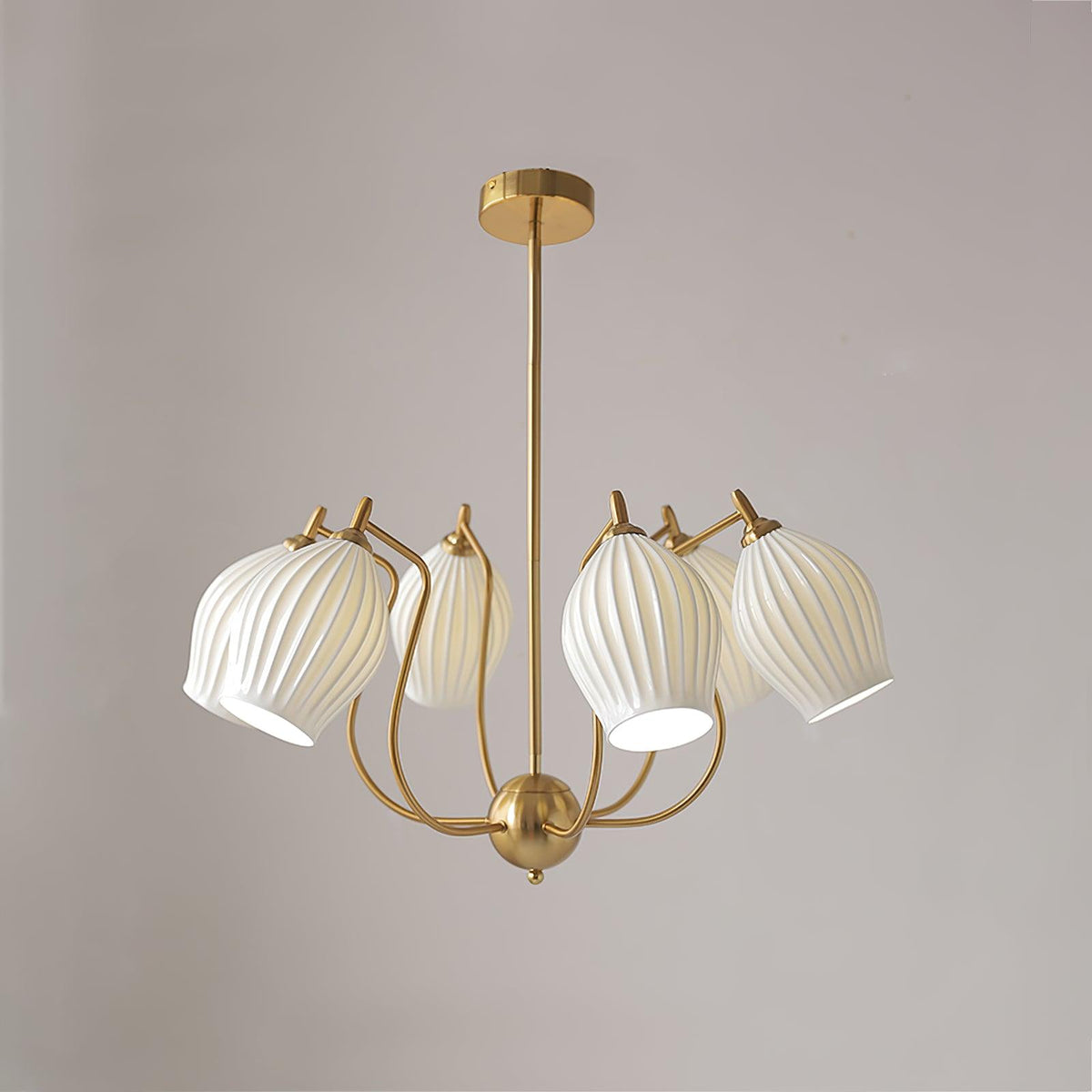 Pravin Kroonluchter keramiek Ribbed Sculptural glas Elegant