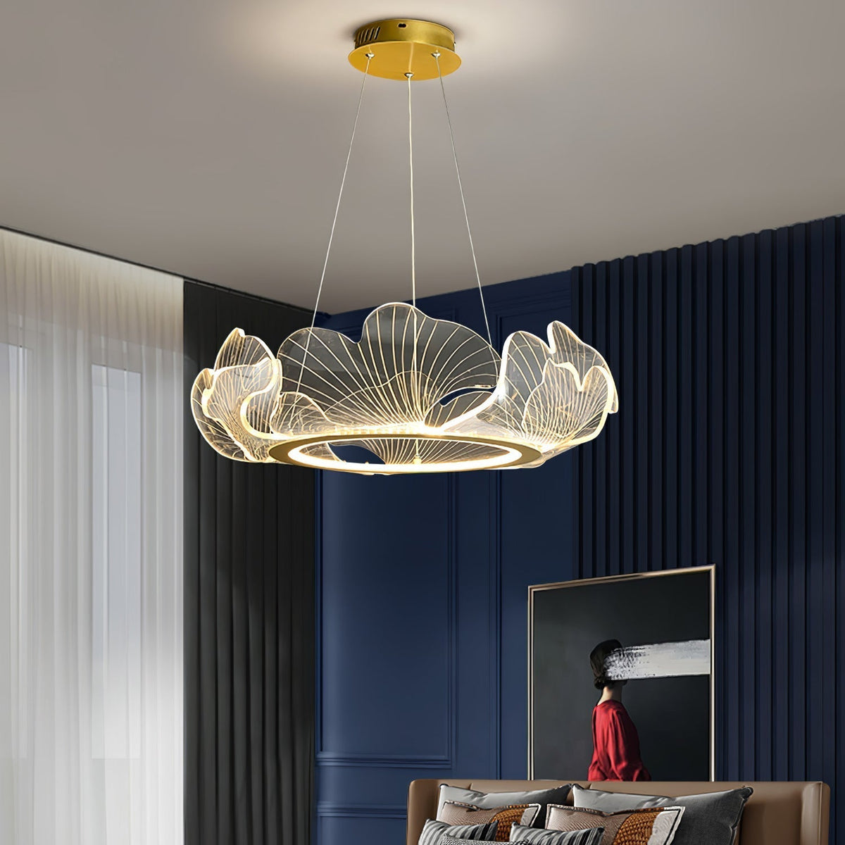 Lucisora hanglamp met mat acryl en bloemblaadring