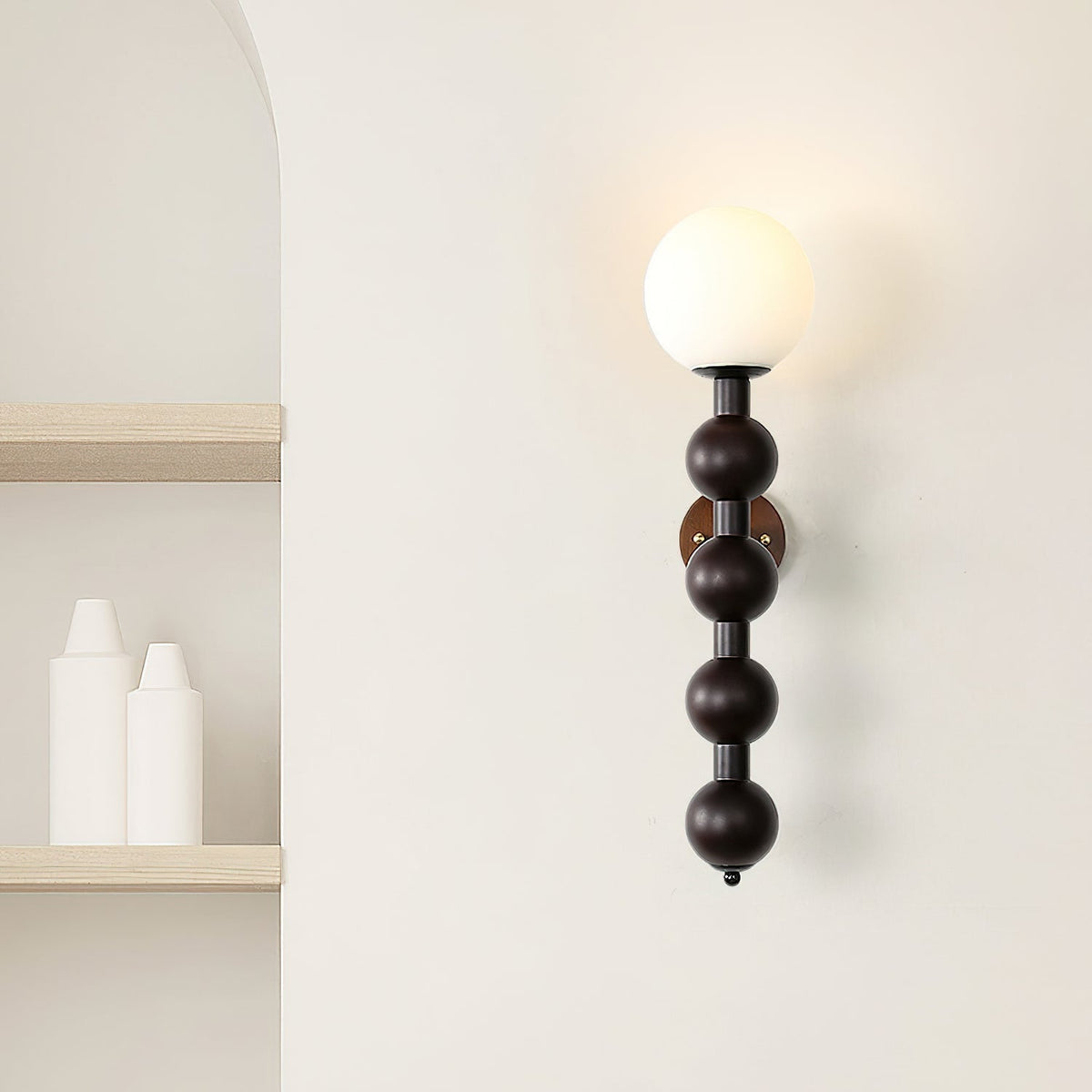 Wandlamp Gourd in Hout, Metaal en glas Modern Style