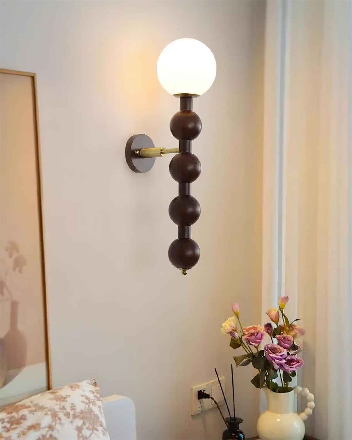 Wandlamp Gourd in Hout, Metaal en glas Modern Style