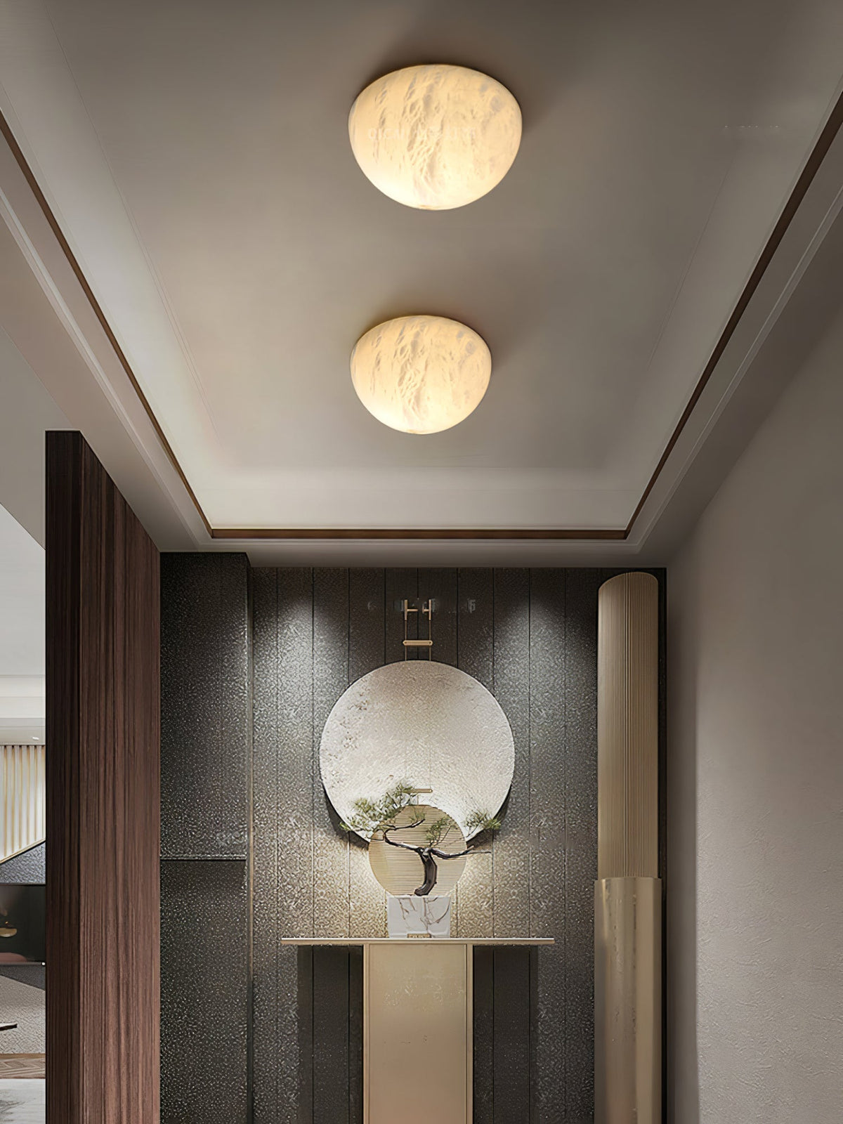 Elvar halfronde minimalistische plafondlamp van albast