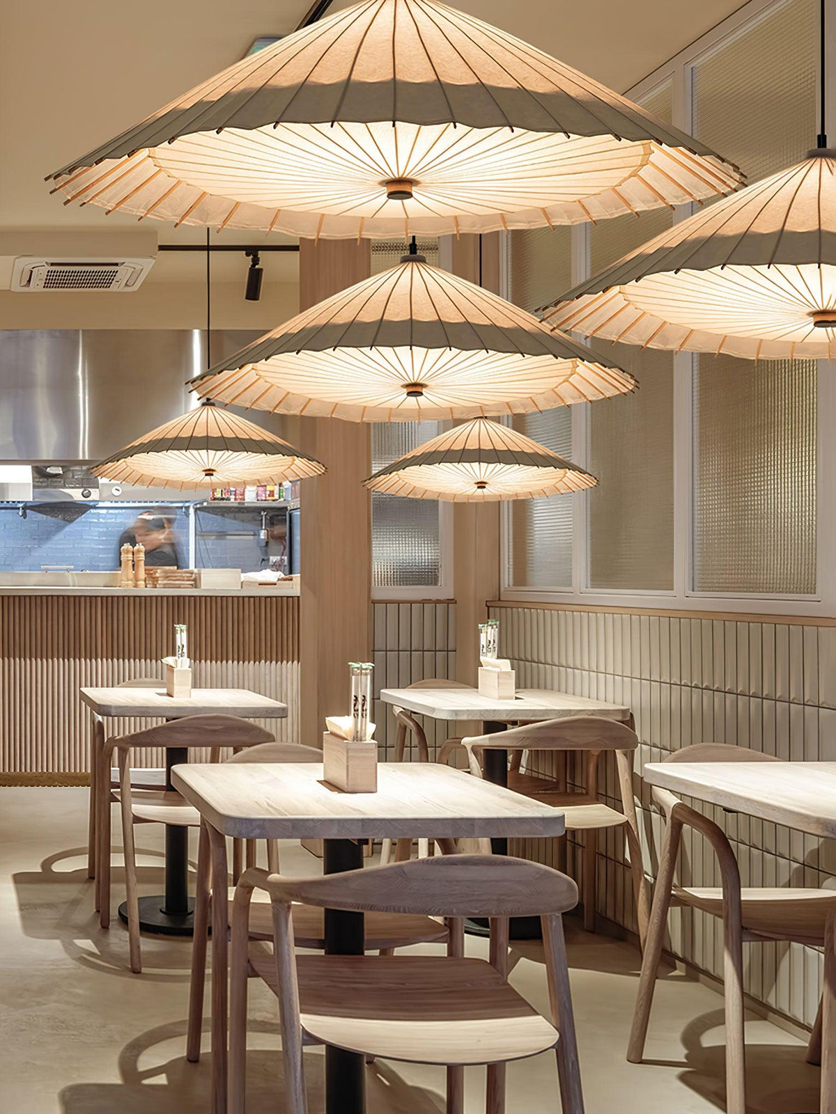 Nirixel hanglamp papierparasol geplooide eetkamer