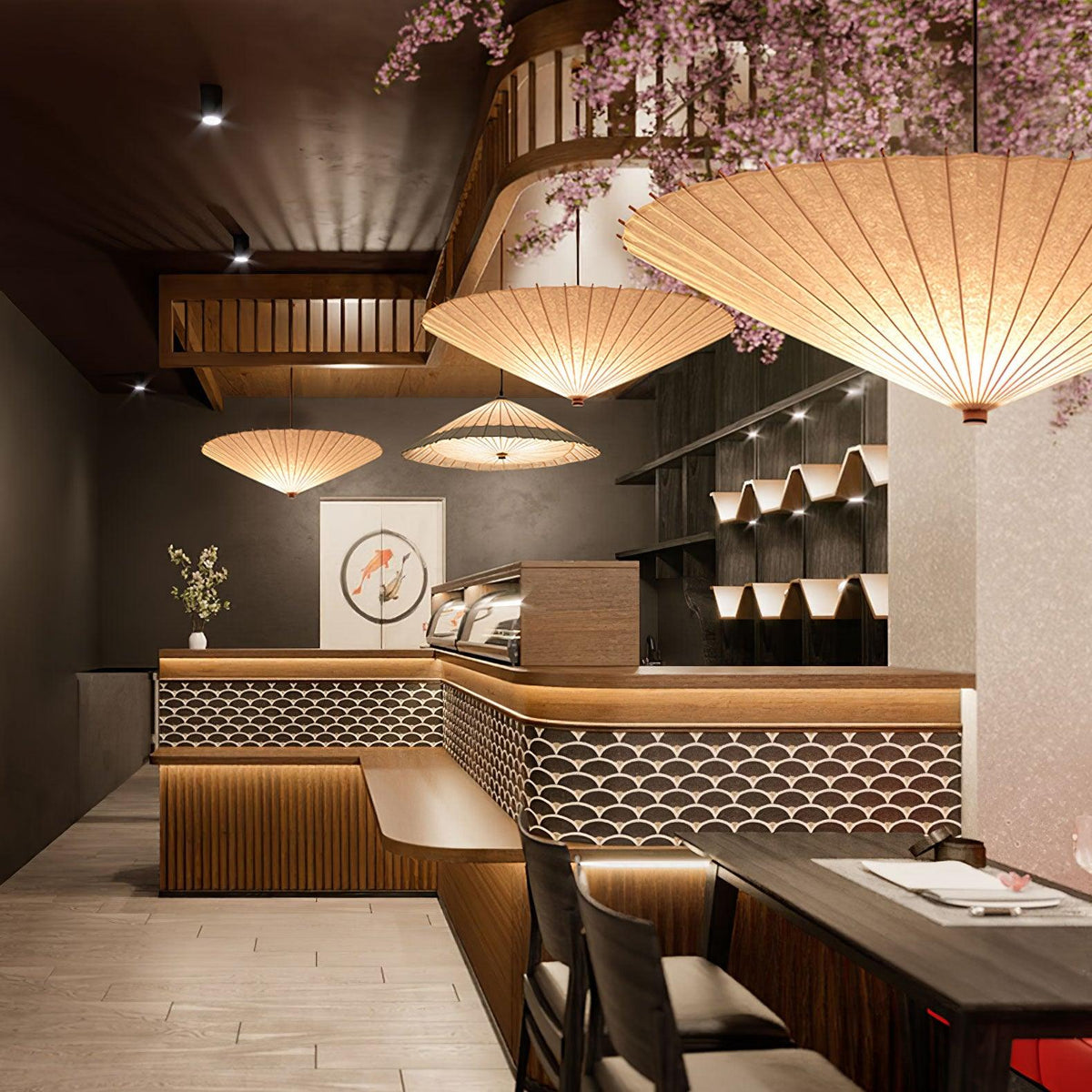 Nirixel hanglamp papierparasol geplooide eetkamer