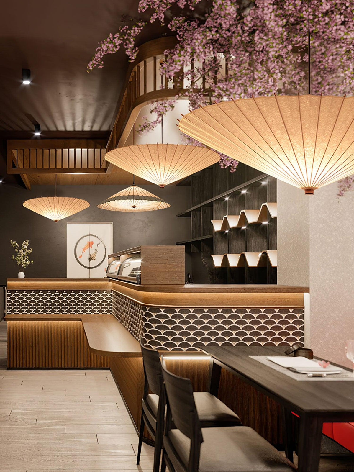 Nirixel hanglamp papierparasol geplooide eetkamer