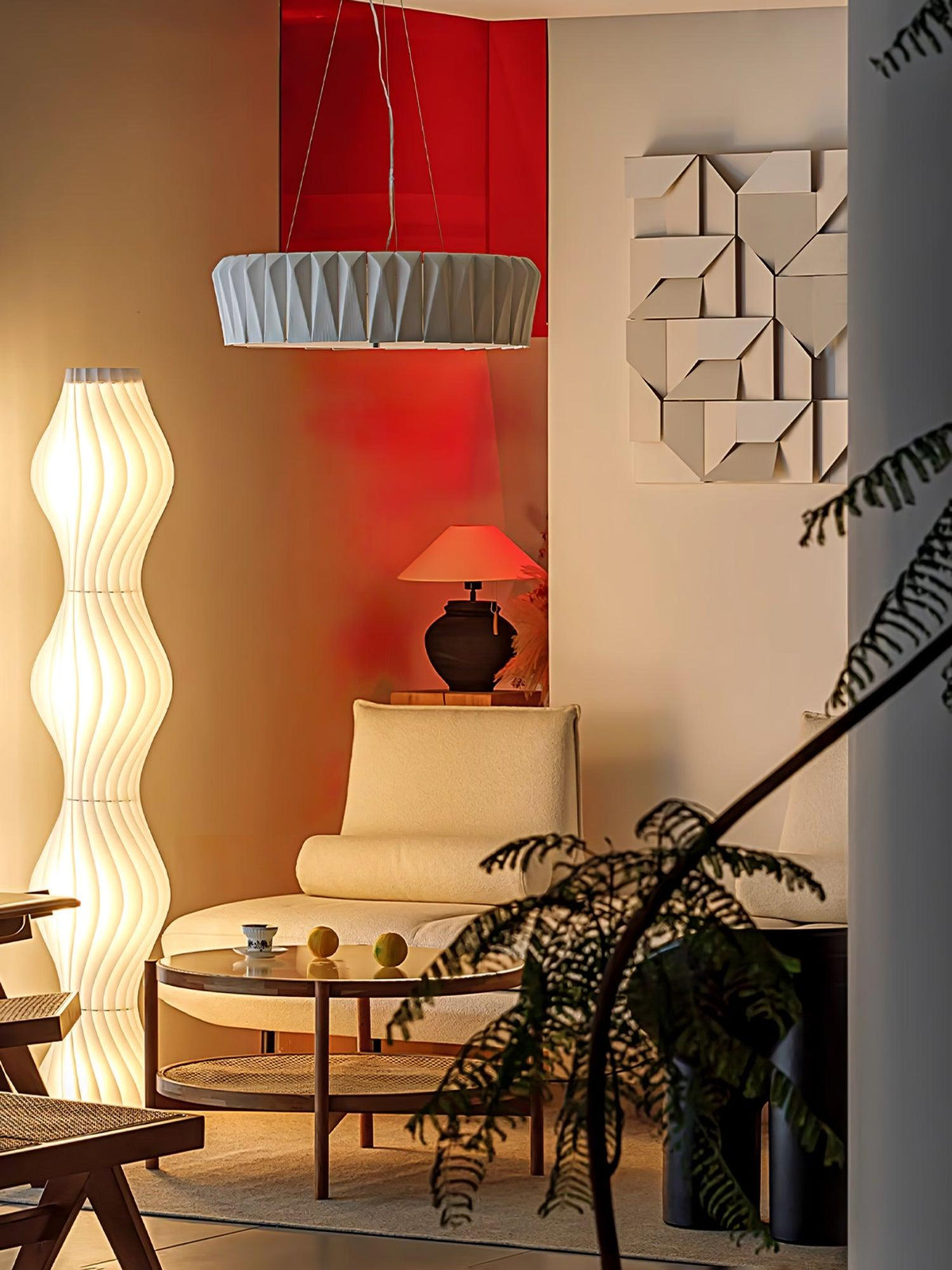 Vaeliora geribbelde keramische hanglamp