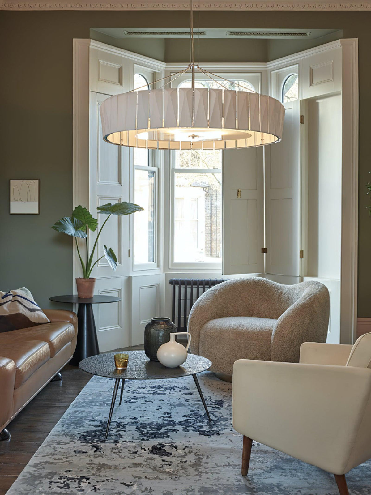Vaeliora geribbelde keramische hanglamp