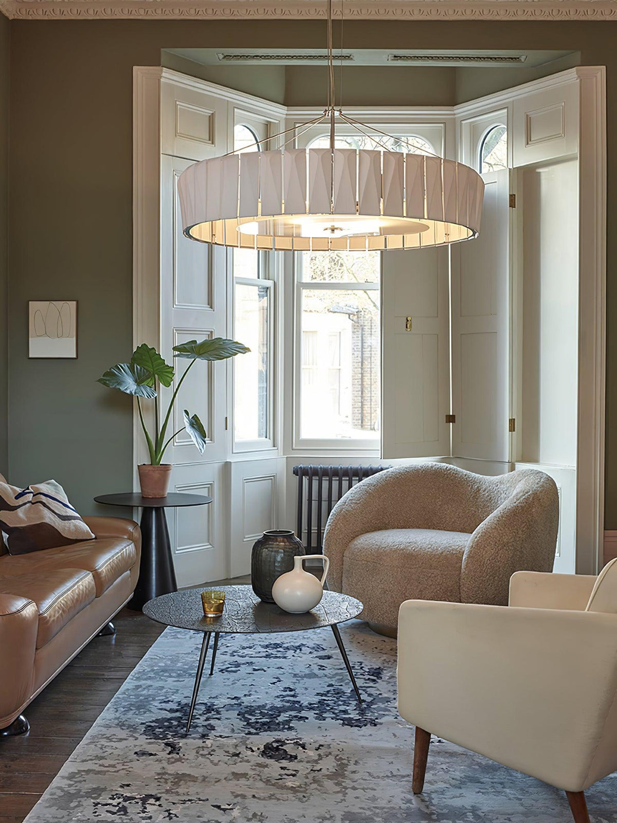 Vaeliora geribbelde keramische hanglamp