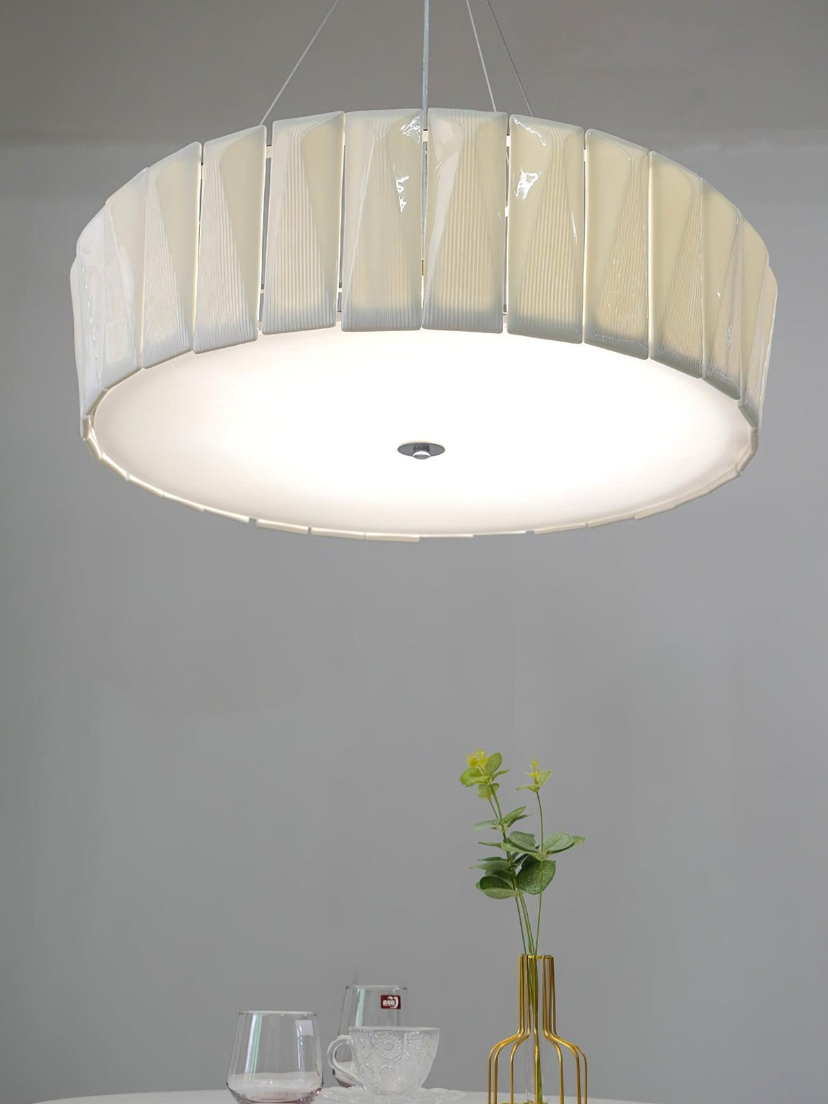Vaeliora geribbelde keramische hanglamp