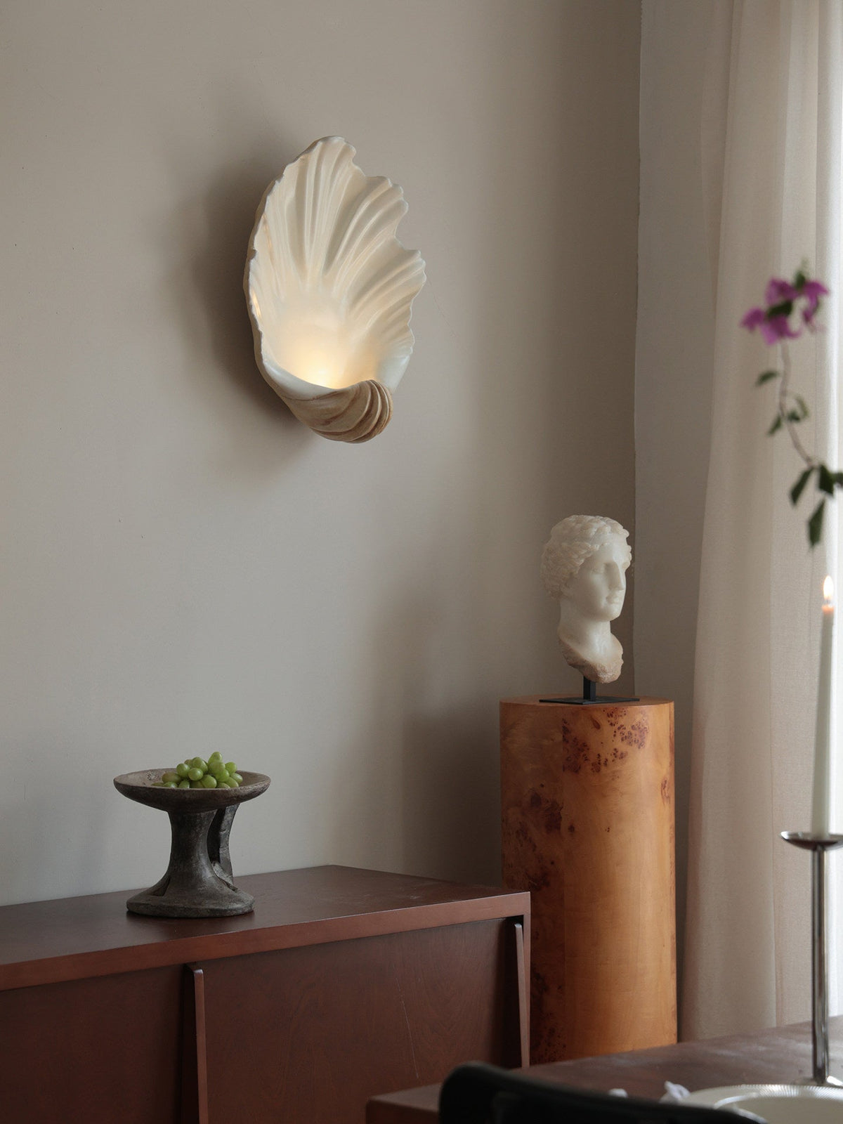 Shell wandlamp Crème Resineuze Wabi-Sabi