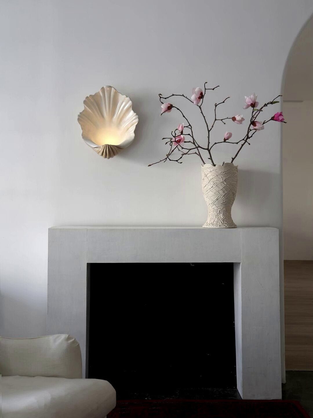 Shell wandlamp Crème Resineuze Wabi-Sabi