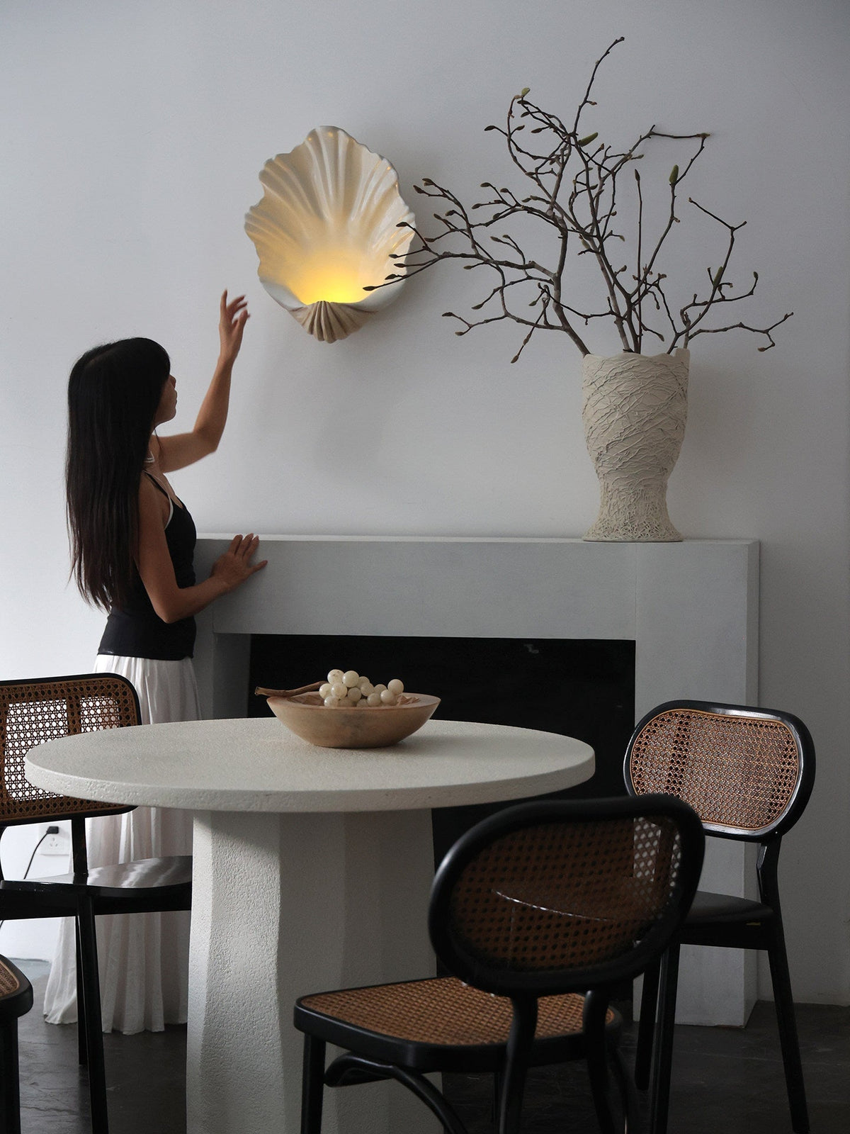Shell wandlamp Crème Resineuze Wabi-Sabi