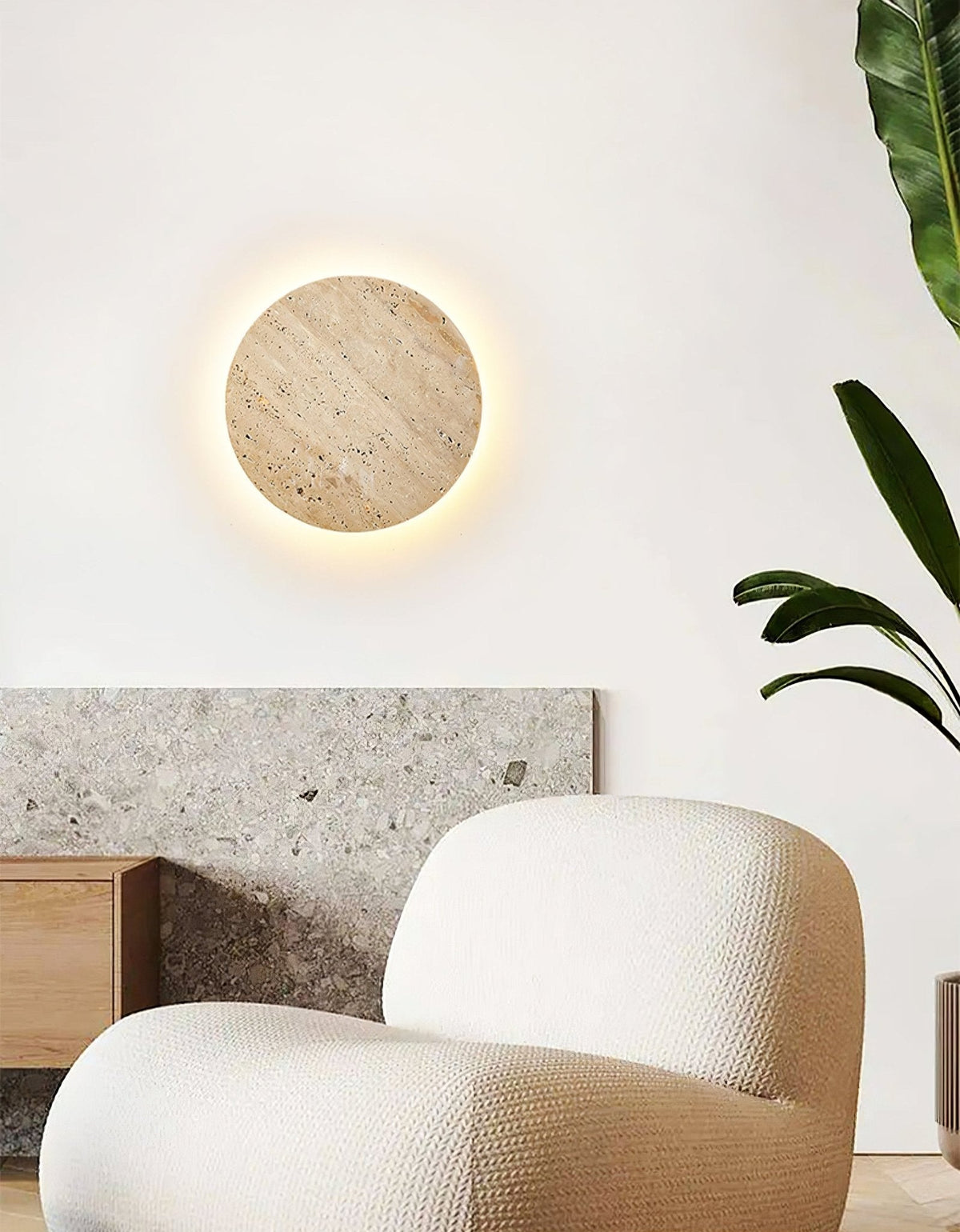 Artale Geel travertin wandlamp