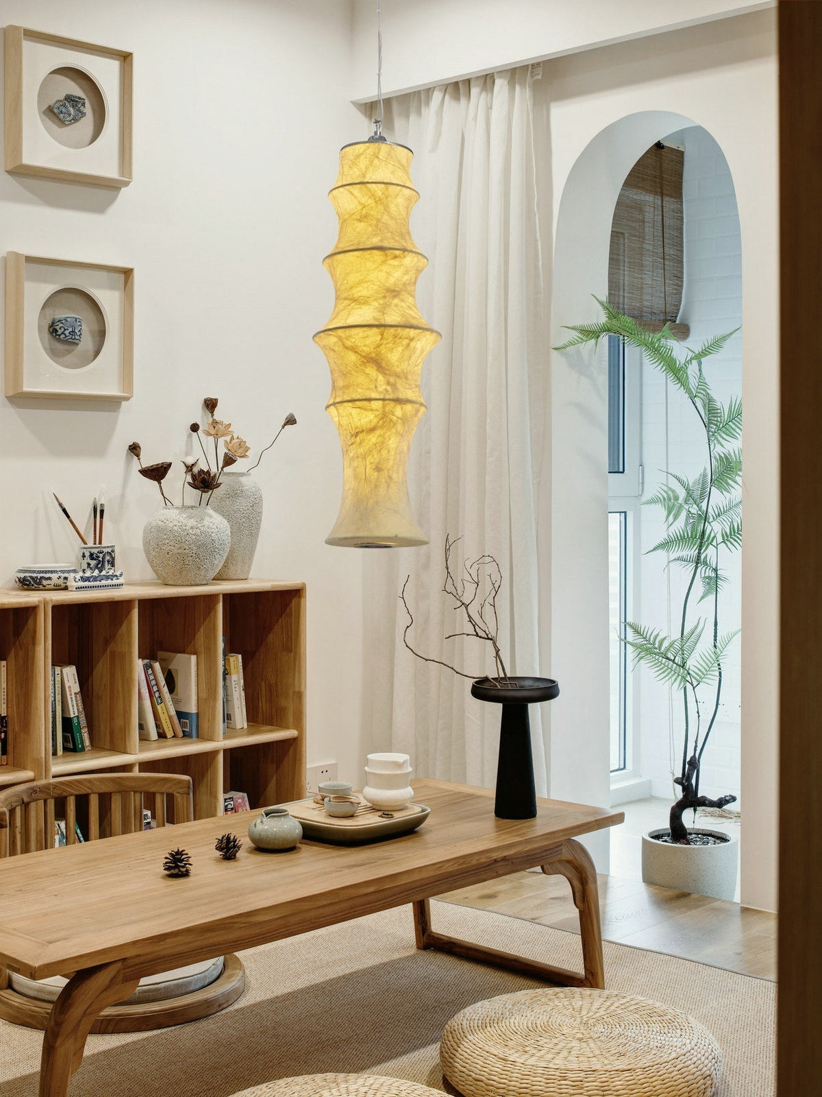 Elraeor gelaagde hanglamp van natuurlijke mulberry zijde