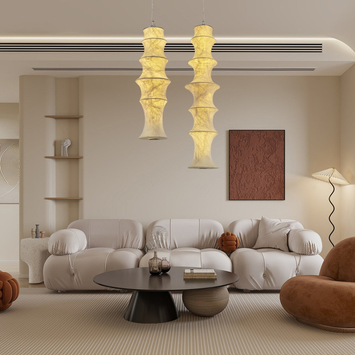 Elraeor gelaagde hanglamp van natuurlijke mulberry zijde