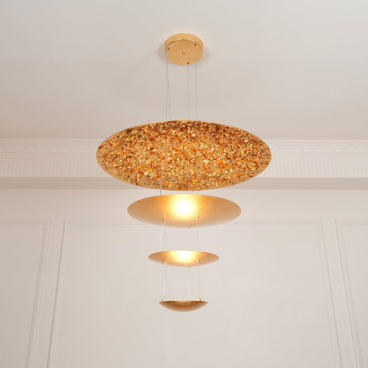 Phelion gelaagde hanglamp van goudfolie