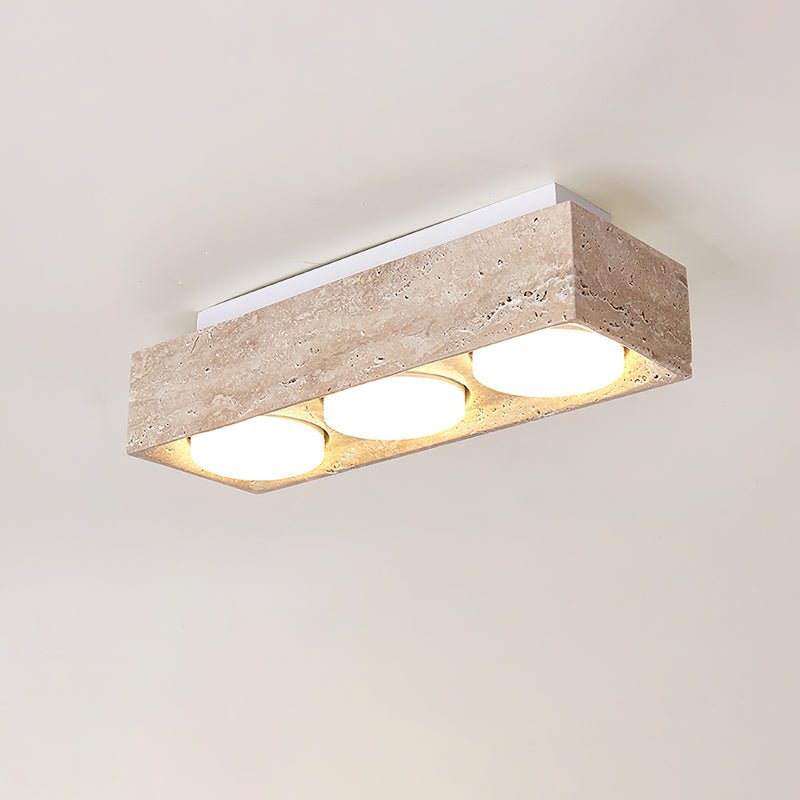 Virinira vierkante plafondlamp van geel travertin