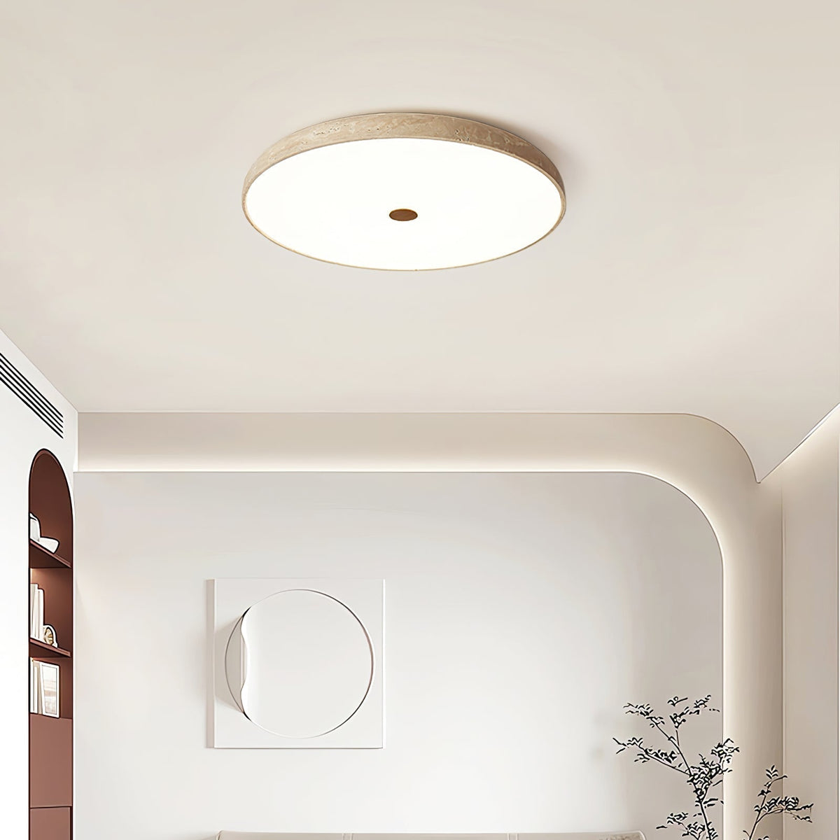 Orzoror minimalistische plafondlamp van geel travertin