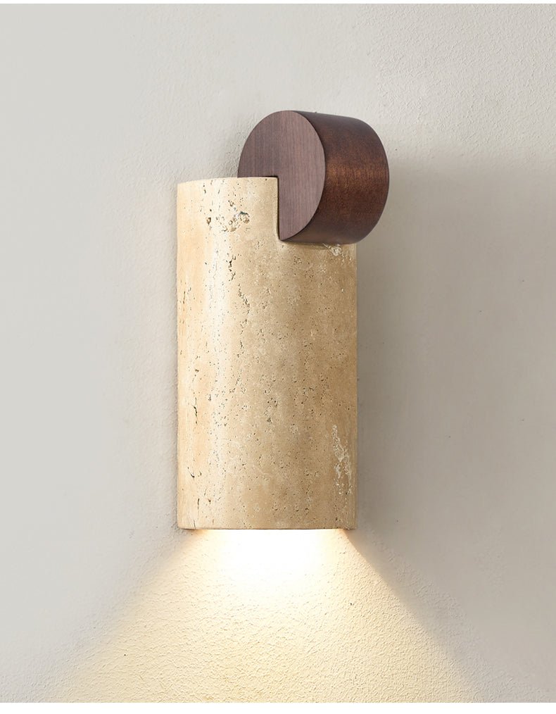 Velm Curve Geel travertin wandlamp