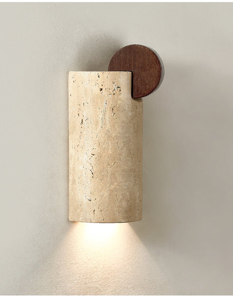 Velm Curve Geel travertin wandlamp