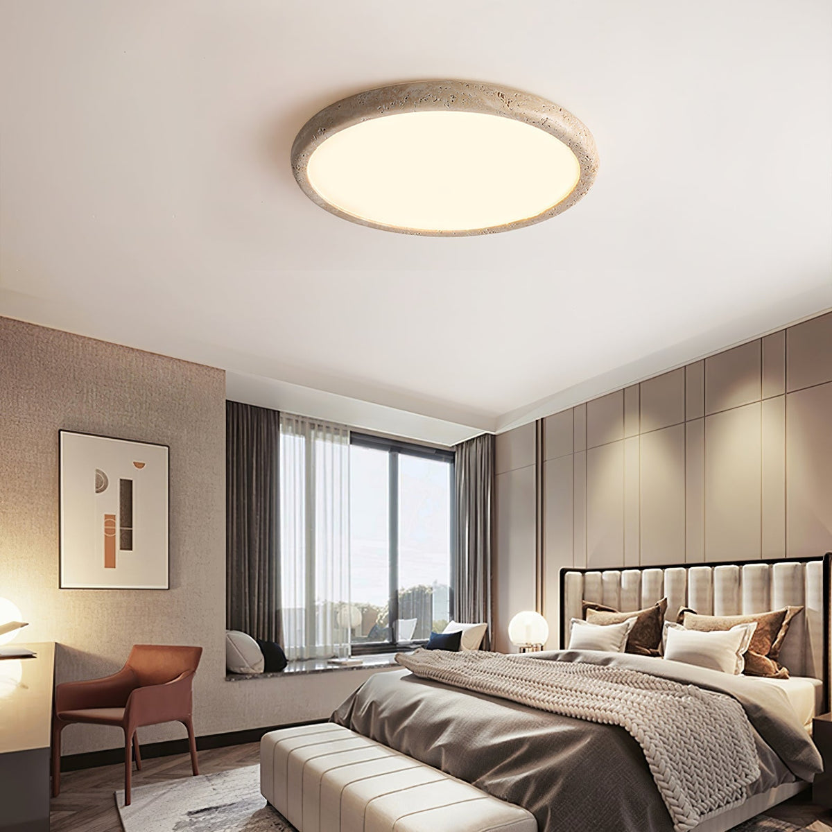 Aurrina Ring Frame Geel travertin plafondlamp